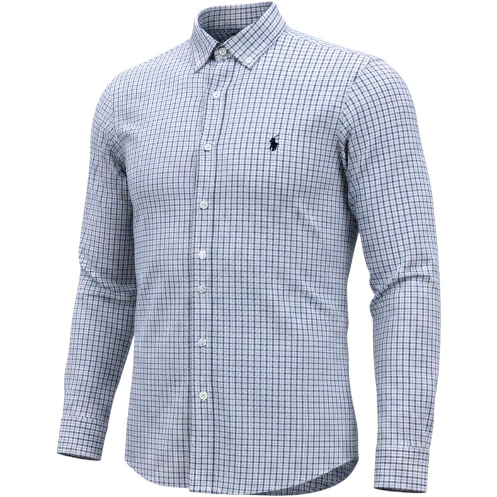 Ralph Lauren Blake Shirt XXL‎ Blue White Check Cotton Button Down Long Sleeve